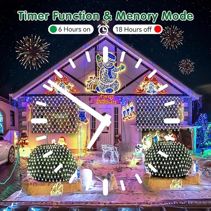 Hezbjiti Pack of 4 Battery Operated Christmas Net Lights Total 400LED Waterproof Twinkle String Mesh Lights for Xmas Trees Bushes Garden Yard Lawn Patio Christmas Decor (4Packs Cool White)
