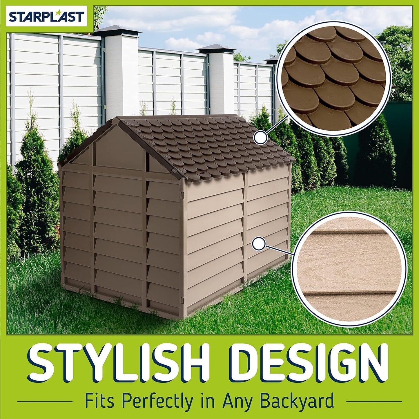 Starplast Large Heavy Duty Plastic Dog Kennel Pet Shelter PLASTIC DURABLE OUTDOOR - Color Mocha/Brown