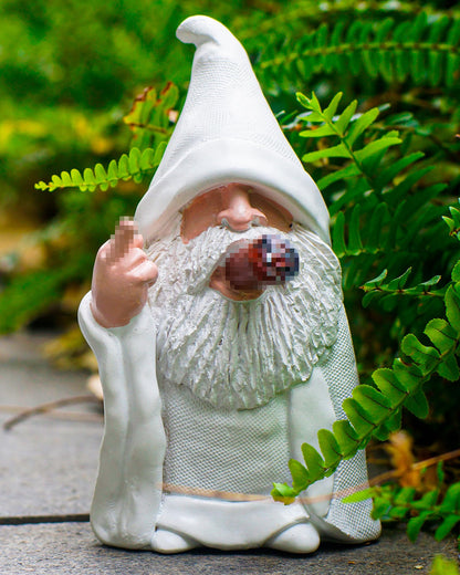 Leverse Middle Finger Decor Statue, 5.9in Smoking Wizard Dwarf- Funny Garden Gnomes Outdoor Decorations for Lawn Patio Yard Home Decor Easter Halloween