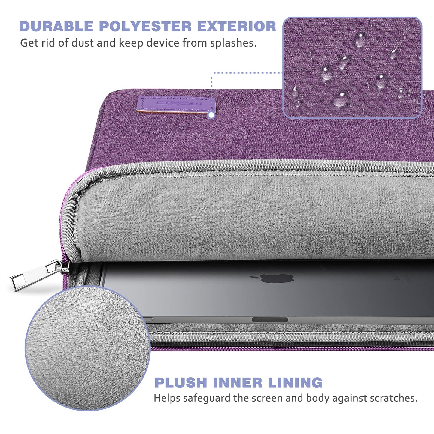 MoKo 9-11 Inch Tablet Sleeve Bag Carrying Case Fits New 11 inch iPad Air M3, iPad A16 2025, iPad Pro 11 M4/Air M2, iPad Air 5/4/3th, iPad 10/9/8/7th, Purple