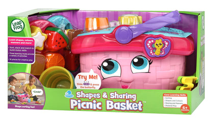 LeapFrog 603603 Shapes & Sharing Picnic Basket Baby Toy Educational and Interactive 16 Pieces for Creative and Learning Play For Boys & Girls 6 months, 1,2,3 Year Olds, Pink, One Size