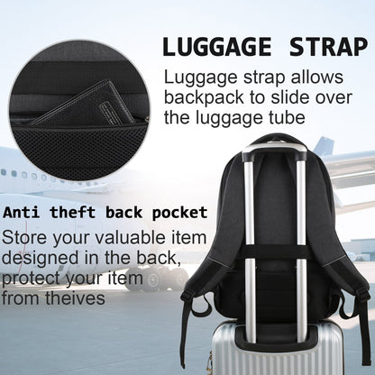 marcello Laptop Backpack with USB Charging&Headphone Port,Anti-Theft Business Backpack with Padded Shoulder Strap, Computer Rucksack for School/Work/Travel