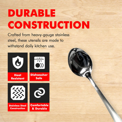 Chef Craft 10230 1-Piece Stainless Steel Solid Spoon,13-Inch