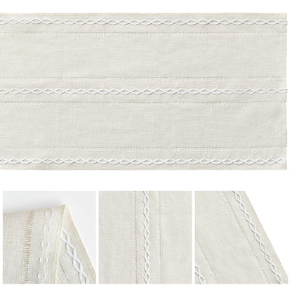 Artoid Mode Beige Rustic Cotton Linen Table Runner, Seasonal Embroidered Hollow Kitchen Dining Table Decoration for Home Party Decor 13x72 Inch