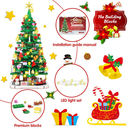Advent Calendar 2025 Christmas Tree Building Toy Set with LED light, Christmas Countdown Calendar, 24 Days Building Block for Kids Adult Creative Gifts for Adults Teens Girls Ages 8+