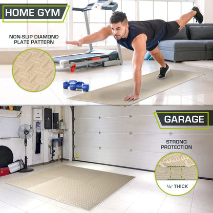 ProsourceFit Puzzle Exercise Mat ½ in, EVA Interlocking Foam Floor Tiles for Home Gym, Mat for Home Workout Equipment, Floor Padding for Kids, Black, 24 in x 24 in x ½ in, 24 Sq Ft - 6 Tiles