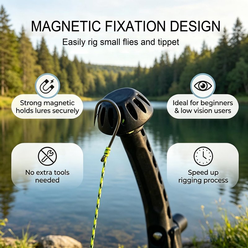 Fly Fishing Magnetic Fly Threader, Fishing Anglers Tippet Threader to Easily Rig Small Flies Tippet on Water Fishing Accessory Make Fly Tying Simpler Works (1pcs)