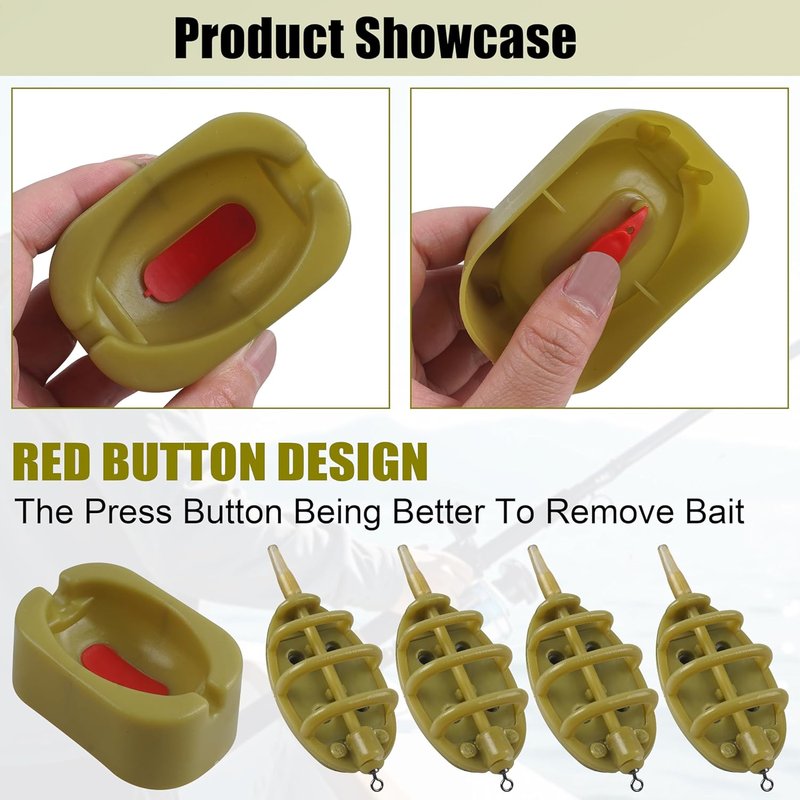 Carp Fishing Method Feeders Set - 4 Inline Feeders with Quick Release Mould | Tackle Kit for Bait Holder Tool