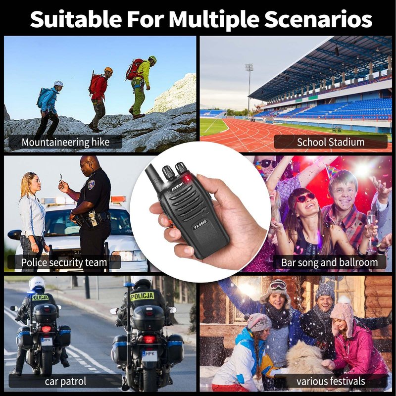 pxton walkie talkies, 666S walkie talkies for Adults Long Range Rechargeable with Headphones and Li-ion Battery,2 Way radios has VOX/Noise Reduction/TOT/Flashlight/Monitoring/Scan Function（2 Pack）