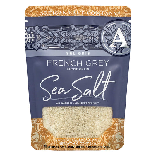 Artisan Salt Company Sel Gris French Grey Sea Salt, Tamisé Grain, Zip-Top Pouch, 4 Ounce