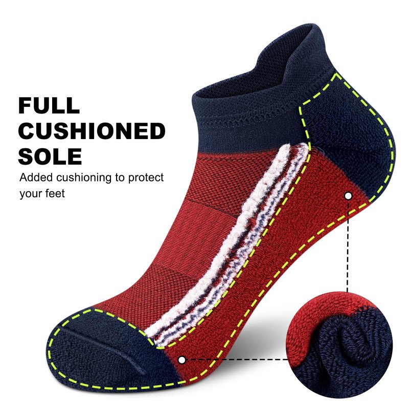 Gonii Men's Running Athletic Ankle Socks - Thick Cushioned Low Cut Socks (5 Pairs)