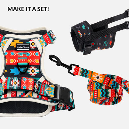 CollarDirect No Pull Reflective Dog Harness with Handle and Front Clip, Adjustible Soft Padded Vest for Small to Large Dogs Training and Walk (Size L, Pattern PT2)