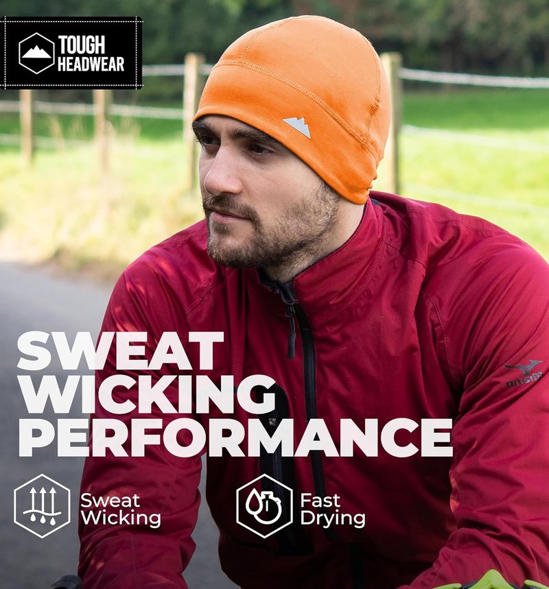 Thermal Skull Cap - Moisture-Wicking Wind-Blocking Beanie for Men | 4-Way Stretch Cycling Hat