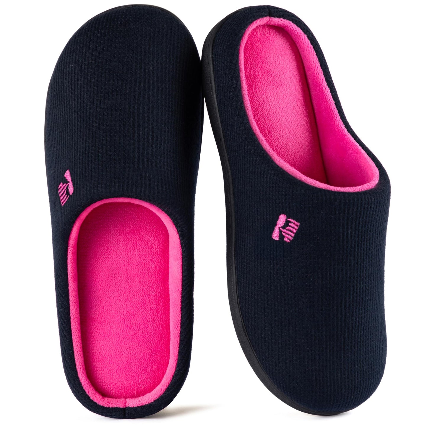 RockDove Women's Original Two-Tone Memory Foam Slipper, Size 5/6 UK Women, Dark Navy and Fuscia