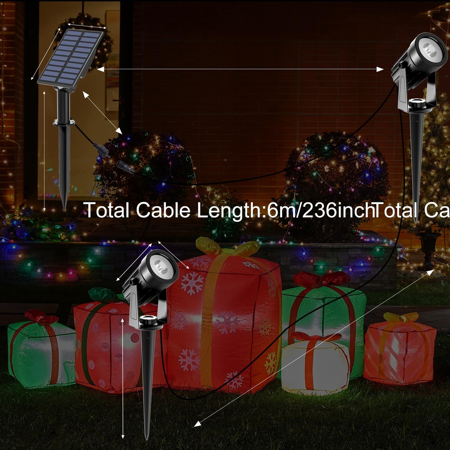 T-SUNUS Halloween Color Changing Solar Spot Lights Metal, RGB LED Landscape Spotlights IP65 Waterproof Spotlight 2-in-1 for Outdoor Uplighting Garden Pathway Christmas Trees Flag Pond Yard