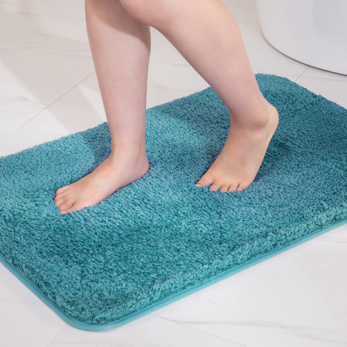 MIULEE Bath Mat Non Slip Absorbent Bathroom Soft luxurious Shower Small Mat Doormat Inside Rugs Kitchen Rugs Carpet Mat Washable for Bathroom Bedroom Kitchen Entrance 40x60 cm Blue Green