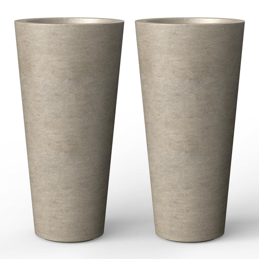 Kante Tall Concrete Planter (Set of 2), 15.8 Inch Height Large Flower Pot for Indoor Outdoor Plants, Suitable for Home, Patio, Garden, Porch, Weathered Concrete