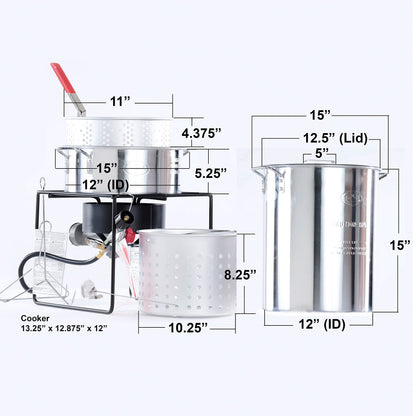 King Kooker Propane Outdoor Fry Boil Package with 2 Pots, silver, one size (12RTFBF3)