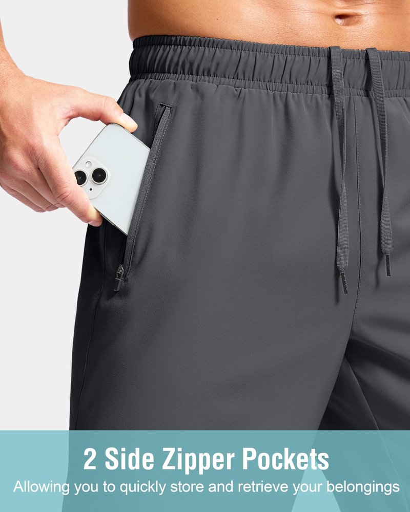 G Gradual Men's Athletic Running Shorts with Zipper Pockets Quick Dry 7"/ 5"/ 9" Workout Gym Shorts for Basketball Hiking(Dark Grey,5XXXL)