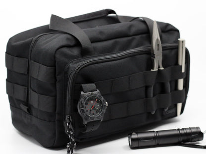 Coreflex Heavy Duty 12-Inch Multi-Purpose Tool Bag - Tactical, EDC, Range, Work Bag for Mechanics, Electricians, Carpenters, Builders, Plumbers - 12" X 7" X 7" (Black)