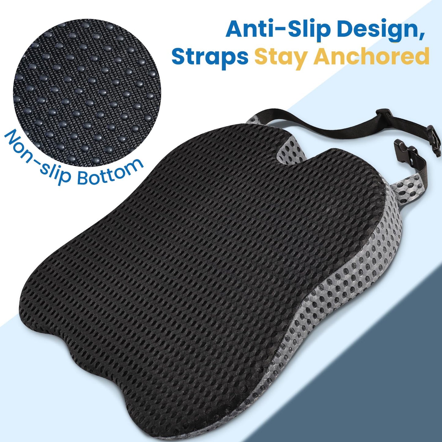 QUTOOL Car Seat Cushion Car Wedge Booster Cushion Memory Foam Car Seat Pad Breathable Seat Cushion, Car Seat Cushions for Long Driving (Black)
