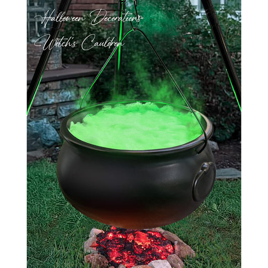 Halloween Decorations - Large Witches Cauldron on 54" Tripod with Lights - Black Plastic Bowl Decor - Hocus Pocus Candy Bucket Decoration for Indoor Outdoor Home Room Porch Yard Lawn Party Outside