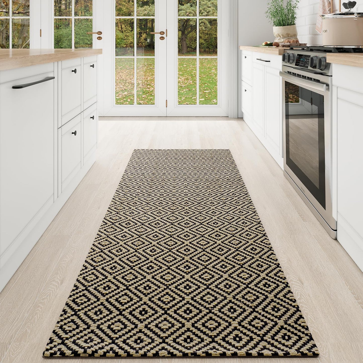 QiCaiJia Boho 2x5 ft Hallway Runners Rug Woven Washable Long Kitchen Runner Mat Rugs Non Slip, Soft Entryway Laundry Hall Runner Floor Carpet for Indoor Backdoor Bedroom Kitchen Living Room