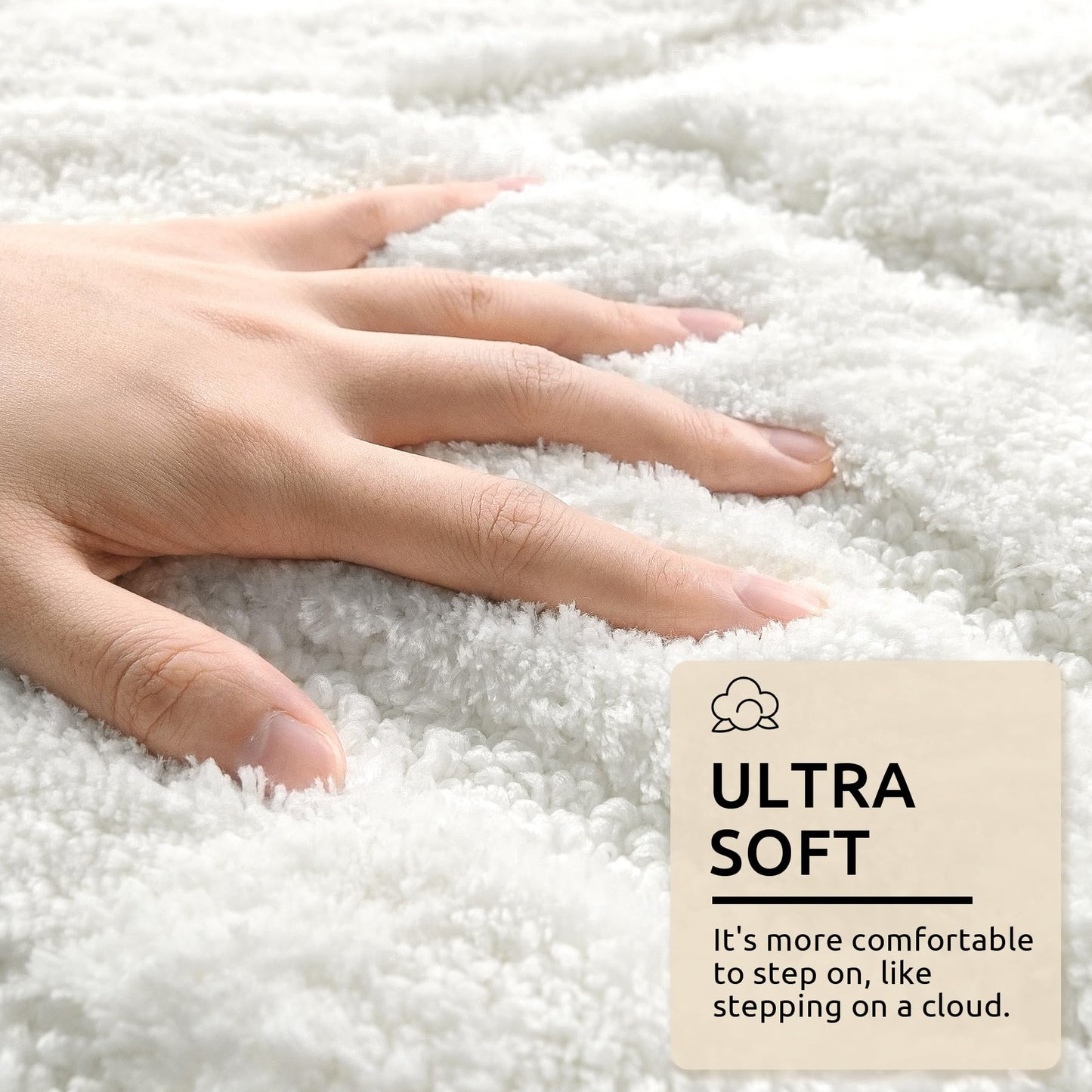 DEXDE White Bathroom Rugs Runner 24x47 Long Bath Rug Non Slip Soft Washable Large Bath Mats for Bathroom Bedroom Hallway Kitchen Floor Carpet Modern Boho Decor