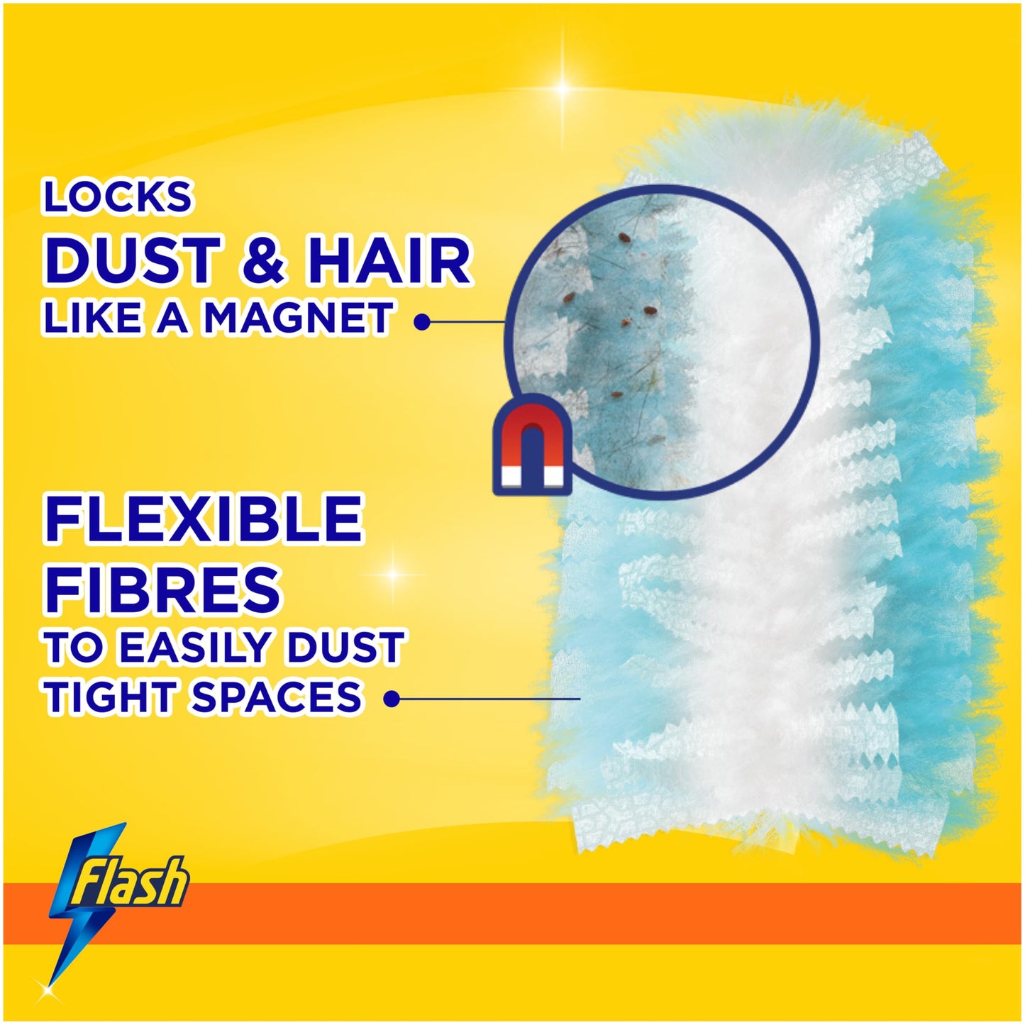 Flash Duster Dust Magnet Starter Kit (1 Handle + 13 Refills), Trap & Lock Away Dirt & Hair In No Time