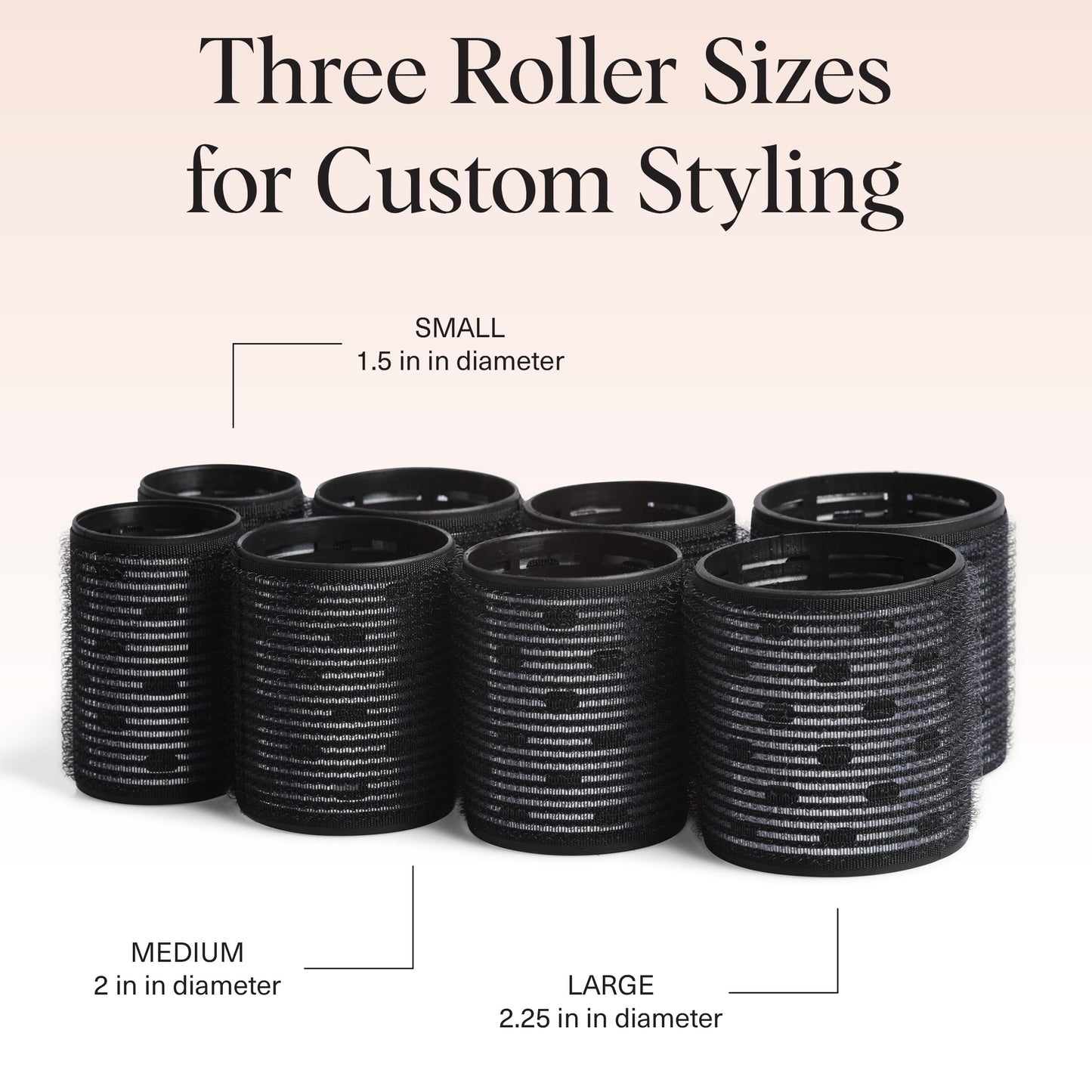Kitsch Ceramic Thermal Hair Rollers Set 8pcs - Hair Curlers Rollers for Perfect Curls, Hot Rollers kit for long hair, Hair rollers for long hair, Hair Curler & Hair Roller, Ceramic Coated Core, Black