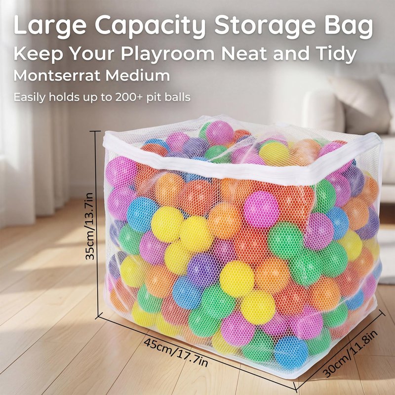 2 PCS Ball Pit Balls Bags - Storage Mesh Bag with Zipper Suitable for Storage,Sturdy and Durable,Large Size 17.7 x 11.8 x 13.7 Inches, Pink & White(Only Storage Bag,No Ball)