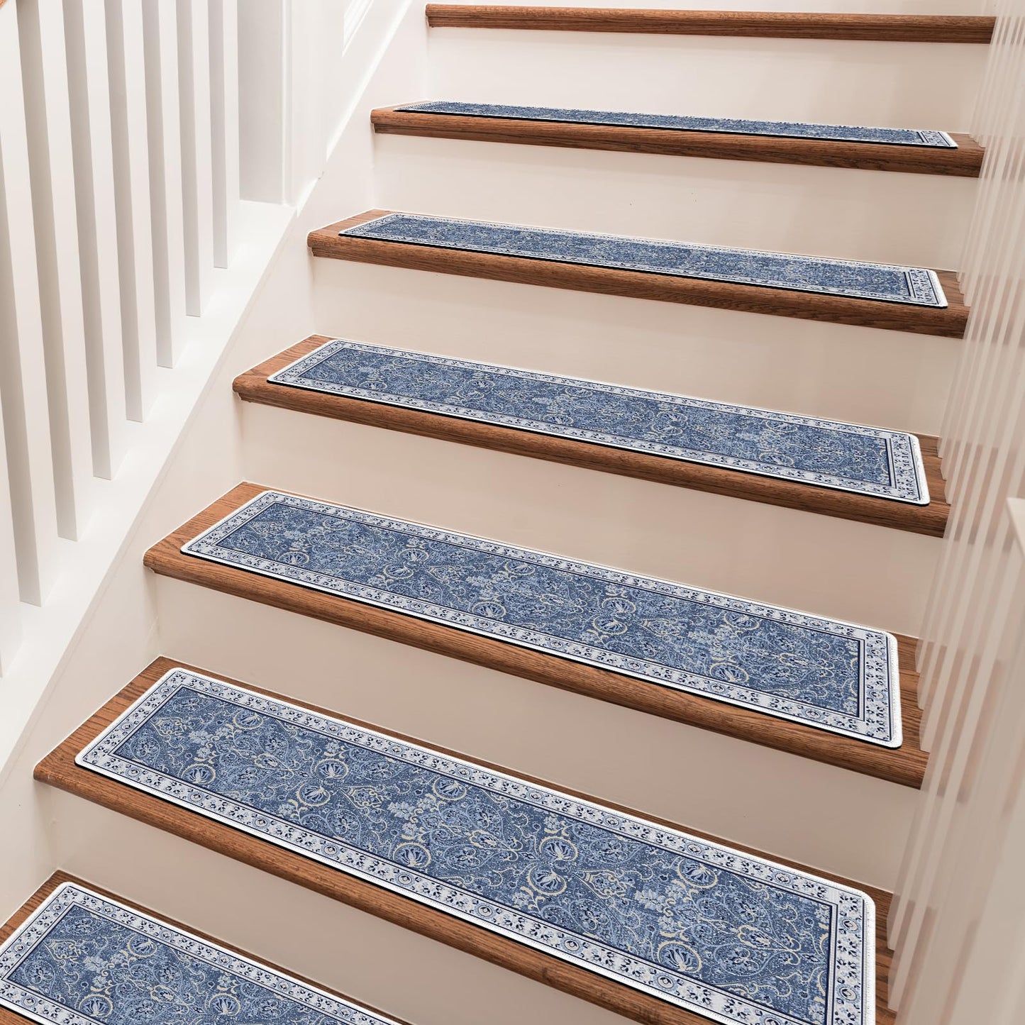 InIsaJace Stair Runner Non Slip 15 Pack, Stair Treads for Wooden Steps 8" X 30" Stain Resistant, Washable Stair Carpet Rug with Silicone Backing for Kids Elders and Dogs