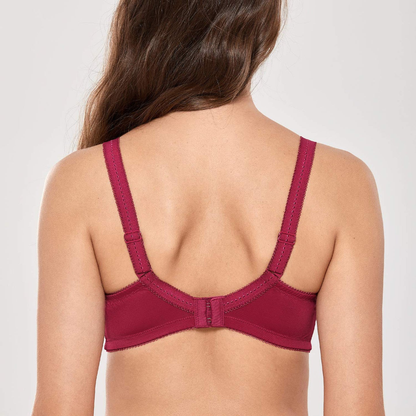 DELIMIRA Women's Lace Wireless Plus Size Bra Sexy Full Coverage Unlined Bralette Cranberry 36DD
