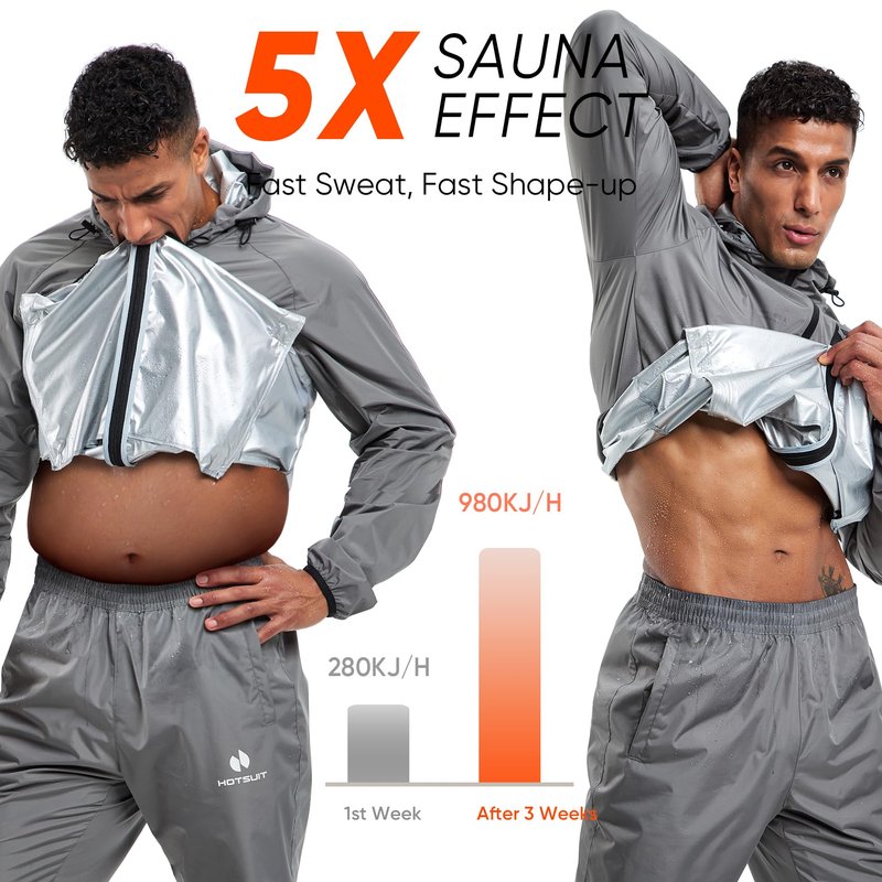 HOTSUIT Sauna Suit Men Non Rip Boxing Sweat Suits Exercise Workout Jacket Pants