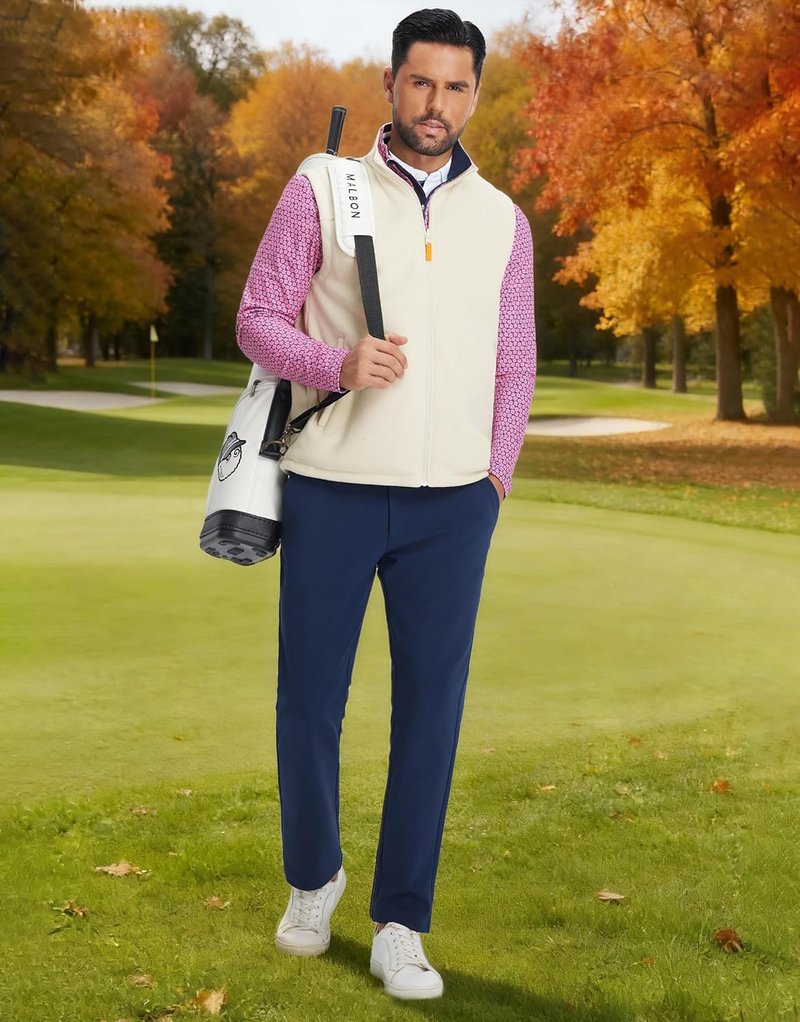 Men's Golf Vest - Reversible Windproof Fleece Jacket | Lightweight & Warm Sleeveless Outerwear