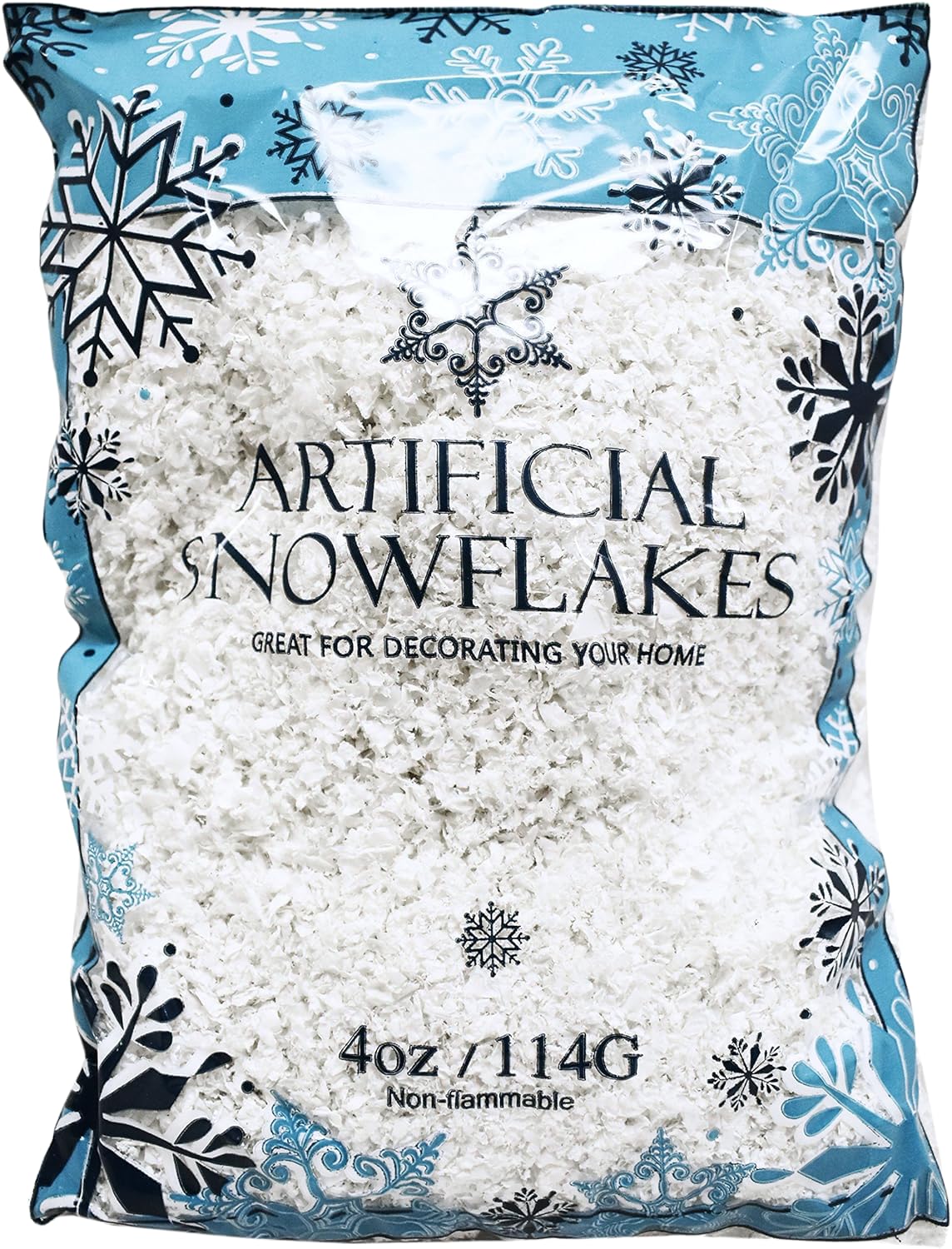 Black Duck Brand Set of 2 Artificial Snow 4 Oz Bags! - Festive Faux Snow for Crafts, Christmas, and Decor! - Great for Setting up Winter Displays and Adding to Decorations!