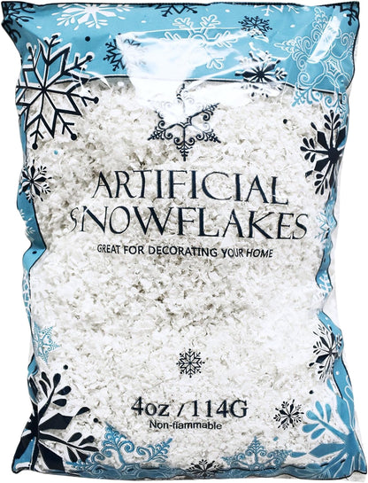 Black Duck Brand Set of 2 Artificial Snow 4 Oz Bags! - Festive Faux Snow for Crafts, Christmas, and Decor! - Great for Setting up Winter Displays and Adding to Decorations!