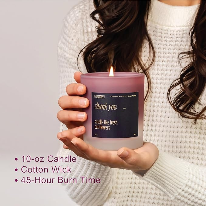 Benevolence LA Thank You Scented Candles | 10 oz, 40-50 Hour Burn, Thank You Gifts for Women, Men Coworkers | Appreciation Gifts for Best Friend | Spring Candles - Smells Like Fresh Cut Flowers