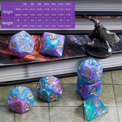CiaraQ DND Polyhedral Dice Set with a Black Dice Bag for D&D RPG MTG Role Playing Table Games
