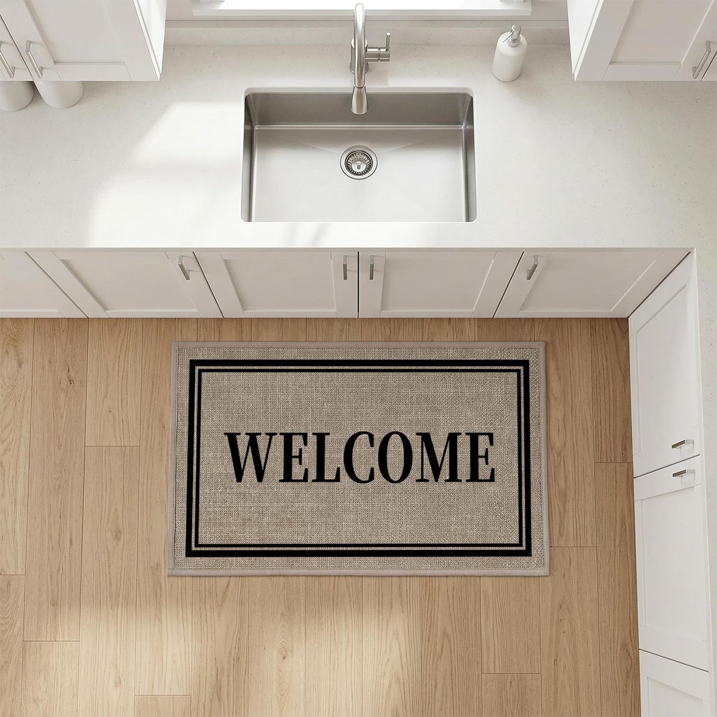 Artoid Mode Welcome Washable Doormat, Seasonal Decor Non Slip Low-Profile Absorbent Natural Rubber Back Door Mat 17x29 Inch