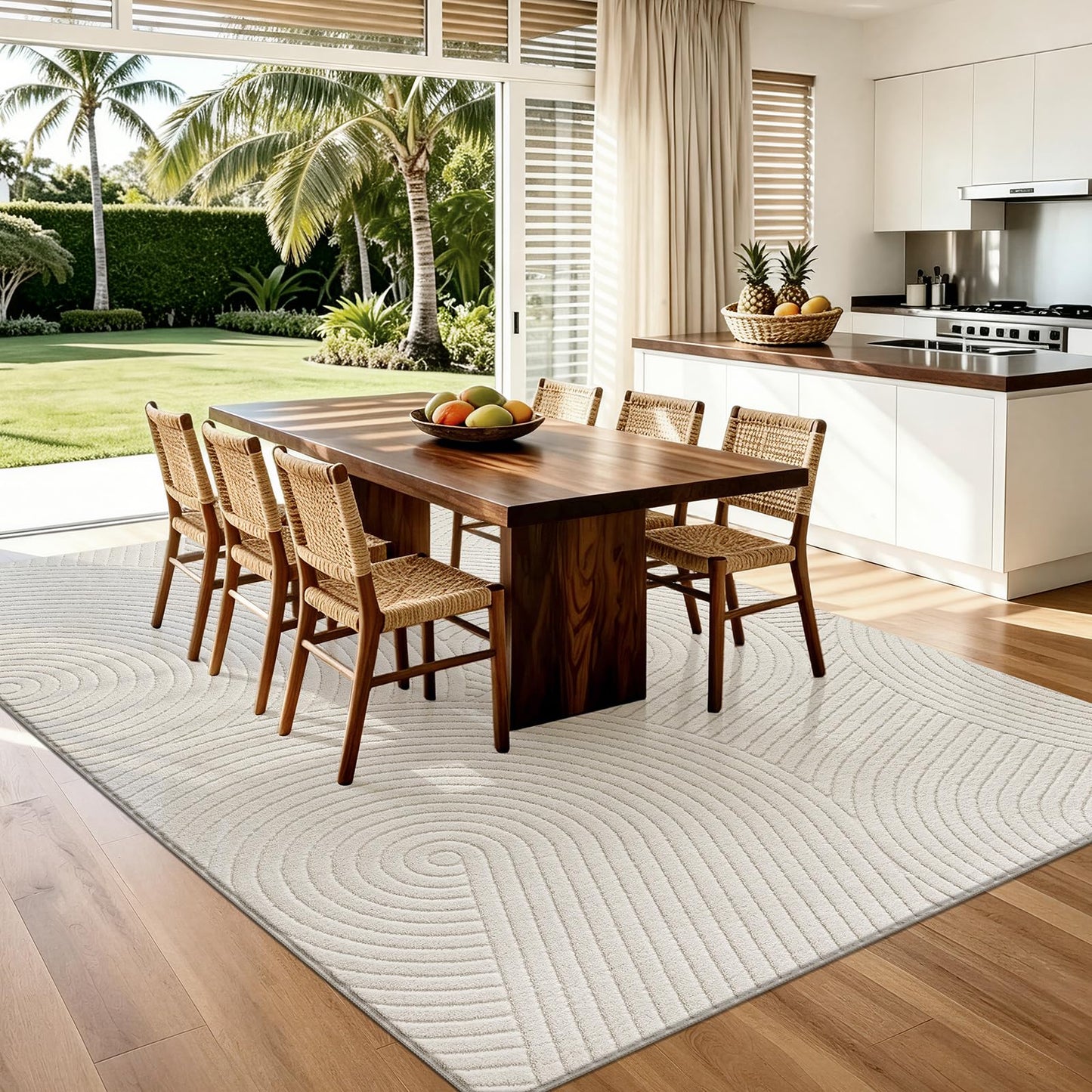 U'Artlines 5x7ft Washable Area Rug for Living Room, Minimalist Modern High-Low Pile Rug for Bedroom, Non Slip Soft Cozy Fluffy Large Carpet for Dining Area, Kids Nursery Room