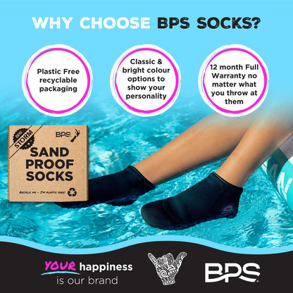 BPS Storm Neoprene Socks (Black/Lilac Logo V2, XS)