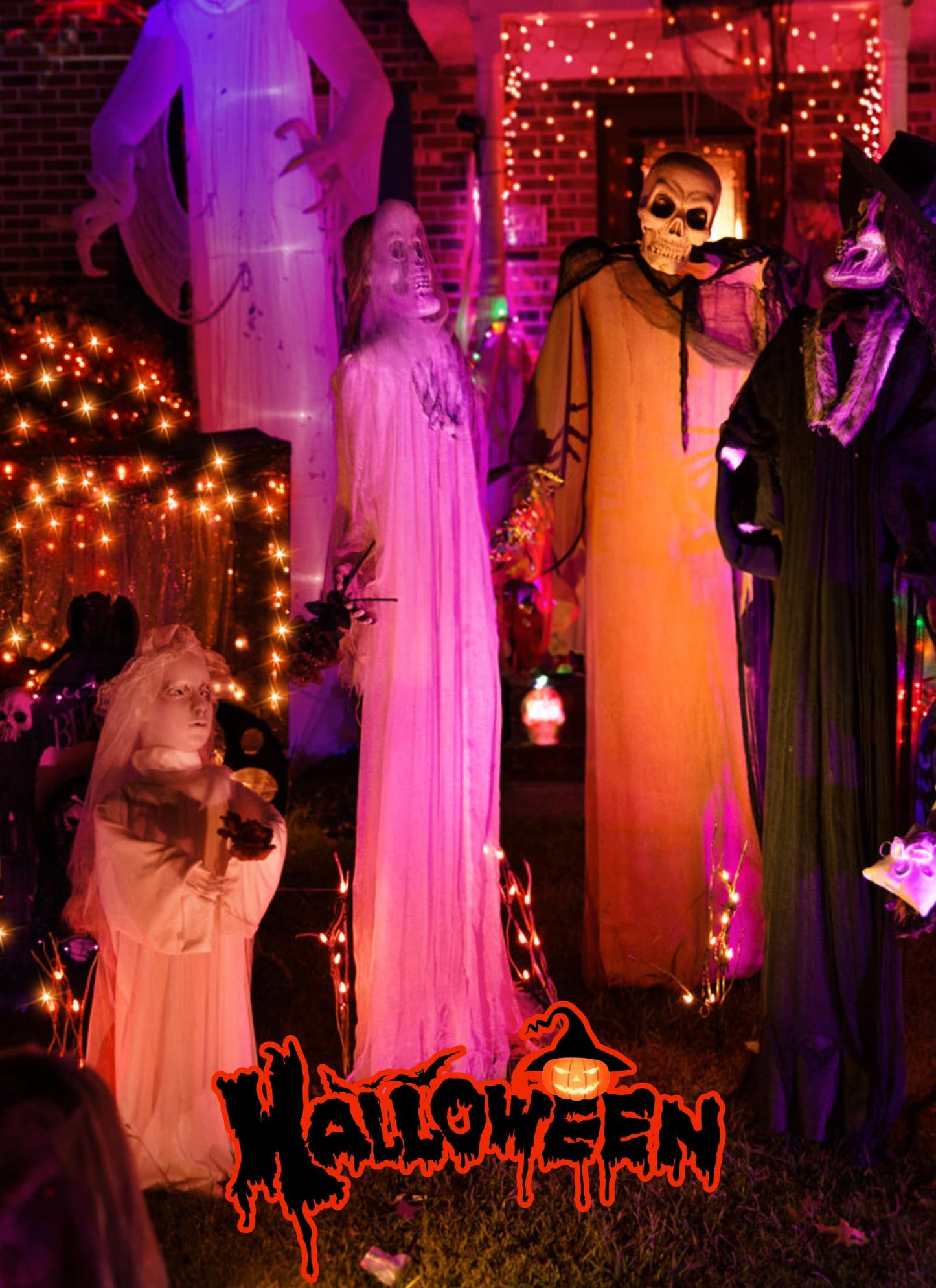 5 Pack Fairy Lights Battery Operated, 7 Feet 20 Led String Lights with Timer, Waterproof Firefly Lights for Party Haunted House Indoor Outdoor Halloween Decorations, 6 Hours on/18 Hours Off, Orange