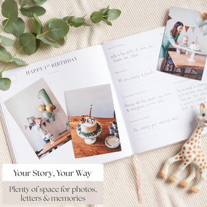 Baby Memory Book - Photo Journal for Boys or Girls | From Birth to Age 5 | New Baby Gift, Milestone Tracker, Scrapbook, Newborn Photo Album