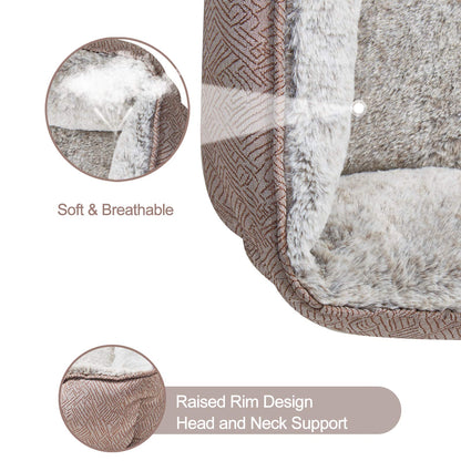 JOYELF Dog Bed Washable Calming Pet Bed, Anti Anxiety Cat Bed & Sofa, Cute Plush Pet Bed for Small Dog and Cat - Small Rectangle