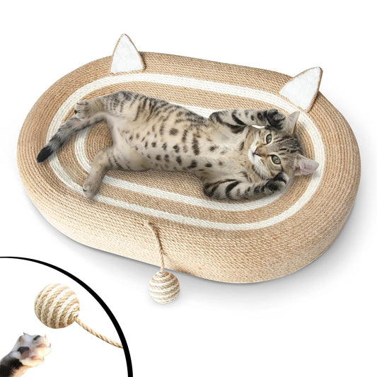 Fengsaobao Cat Scratcher Bed 3 in 1 Sisal Cat Scratching Pads Beds Cat Scratchers for Indoor Cats with Anti-Slip(24x15x3.5 in)
