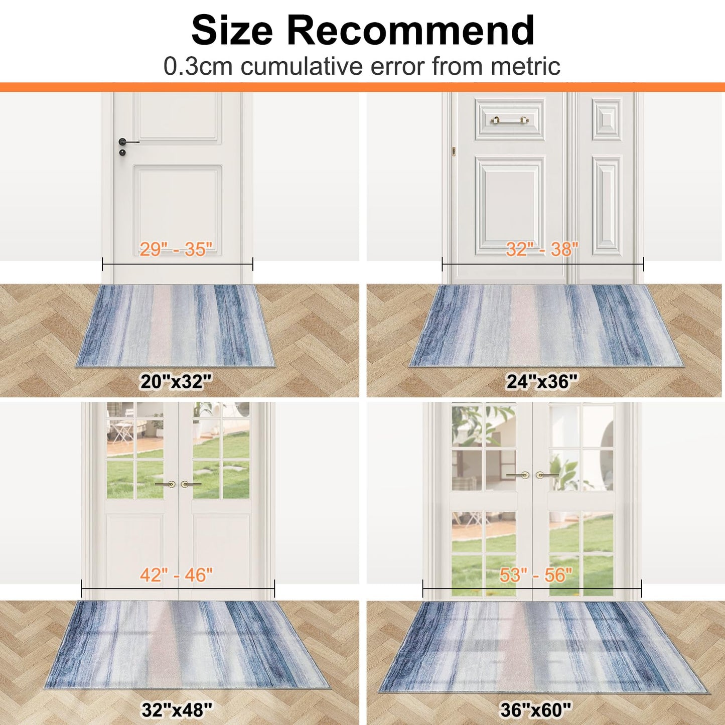 CRISTGEE Door Mat, Front Indoor Door Mat Faux Wool Non-Slip Entryway Rug Absorbent Abstract Throw Rug for Indoor Entrance Hallway Laundry Room, High Traffic Areas, 20X32 Inches, Blue Washable