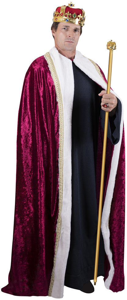 Kangaroo Red Velvet King Robe For Men - Kings Cape Cloak Crown Costume Royal Outfit - Prince, Kings and Queen Costumes for Adults - Halloween Costume Cosplay Dressup Apparel