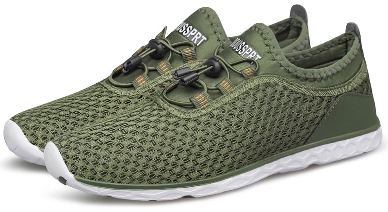 DOUSSPRT Men's Water Shoes Quick Drying Sports Aqua Shoes DarkGreen Size 11