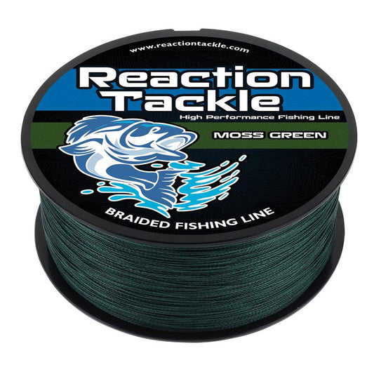 Reaction Tackle Braided Fishing Line - Pro Grade Power Performance for Saltwater or Freshwater Fish - Colored Fishing Line Braid for Extra Visibility - Moss Green 65 Lb (300 Yards)